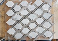 Толщина плитки 10мм белого мраморного шестиугольника мосик для ванной комнаты/кухни
